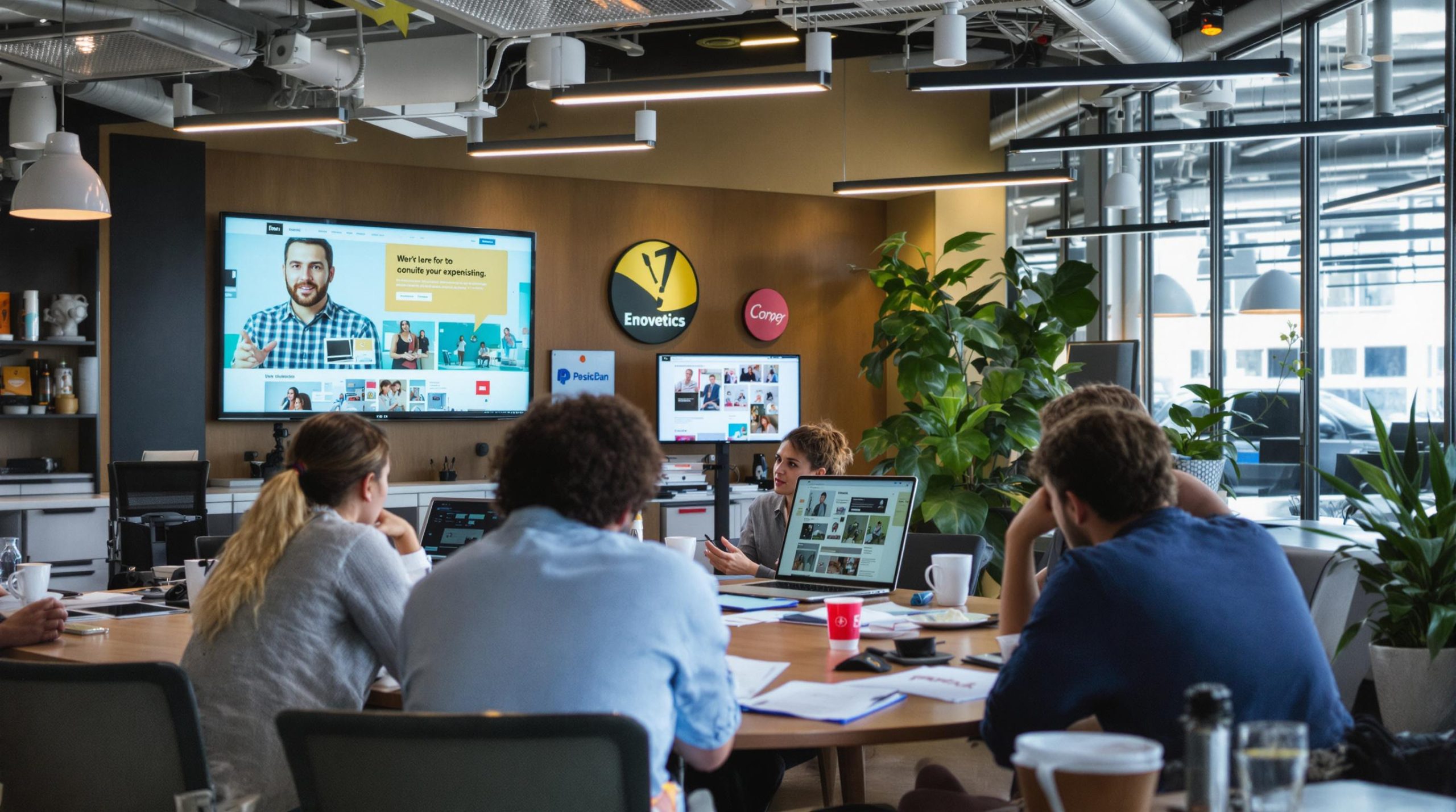 Réunion d’équipe dans un bureau moderne.
