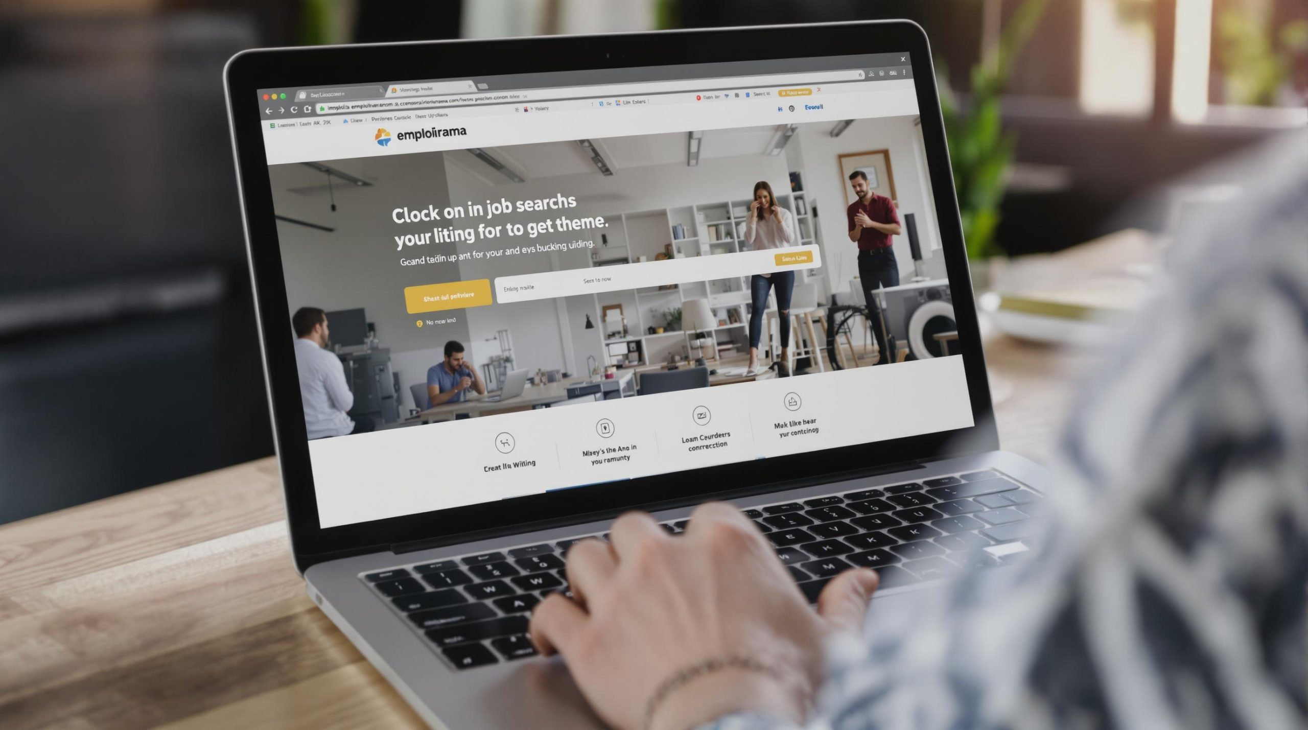 Un ordinateur portable affiche le site de recherche d’emploi Emploirama.