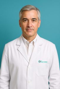 Professionnel de santé en blouse blanche avec le logo My Laser Tabac