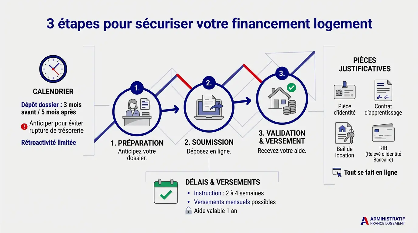 Calendrier et documents pour obtenir l'aide Mobili-Jeune en alternance