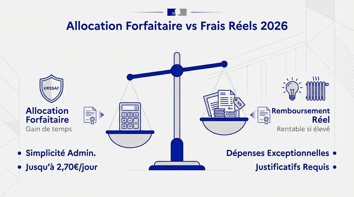 Comparaison entre allocation forfaitaire et frais réels pour le télétravail en 2026