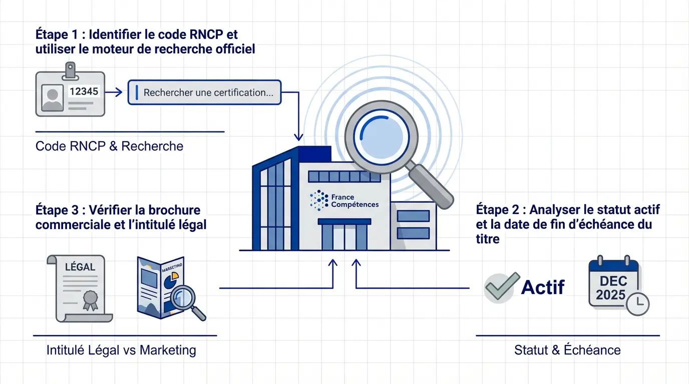 Interface du site France Compétences pour vérifier un titre RNCP