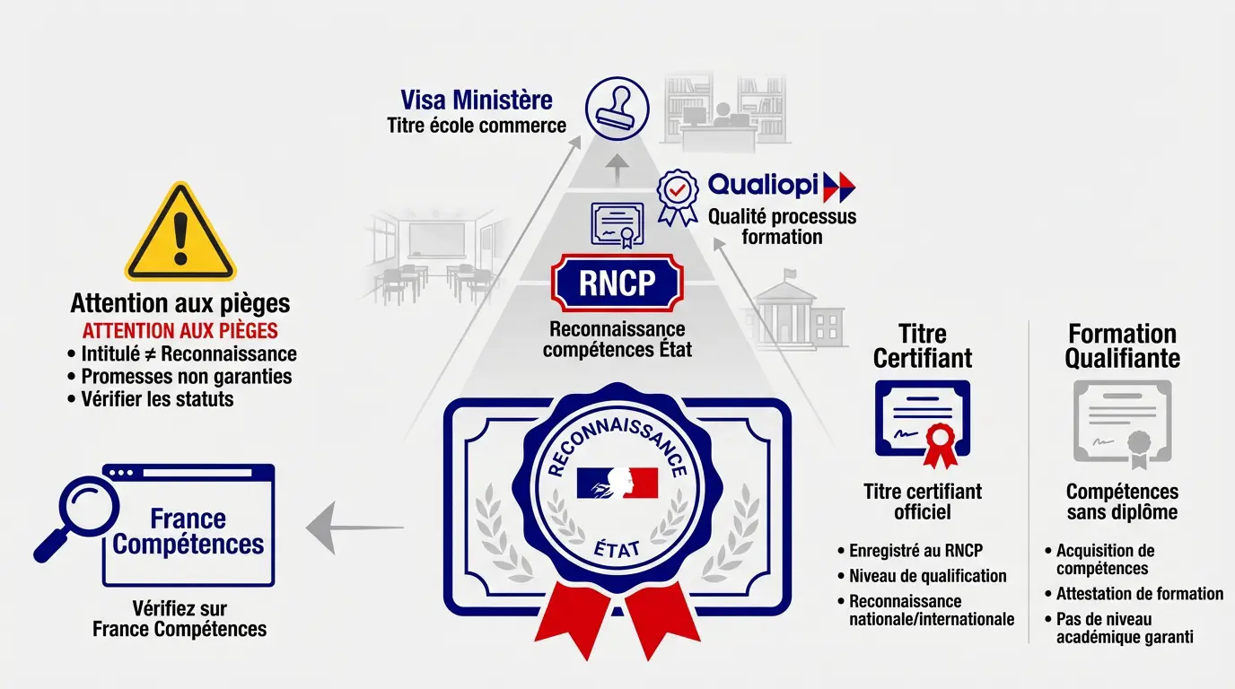 Tableau comparatif des certifications RNCP Qualiopi et visas ministériels
