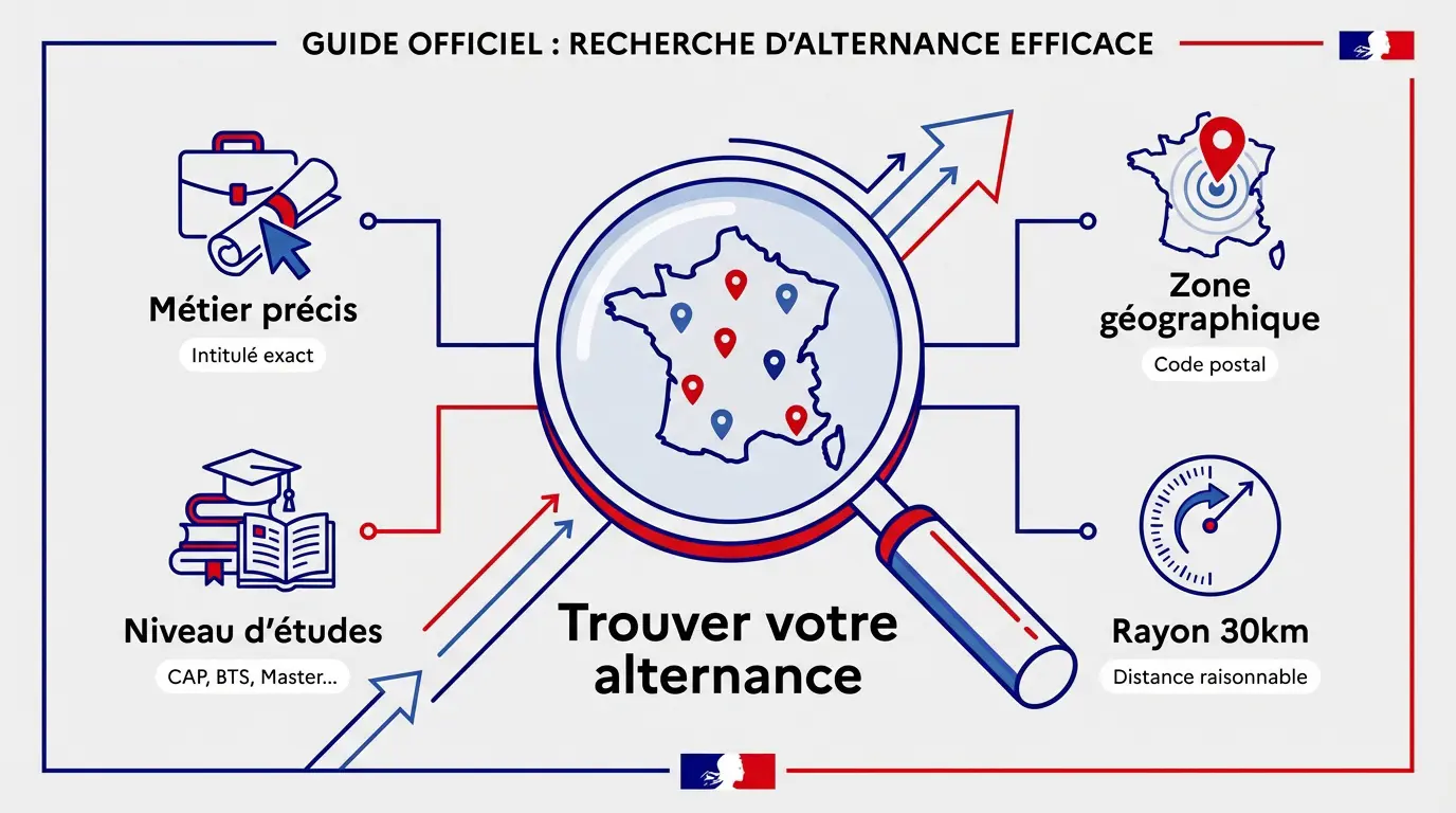 Interface de recherche pour trouver une alternance avec les outils officiels
