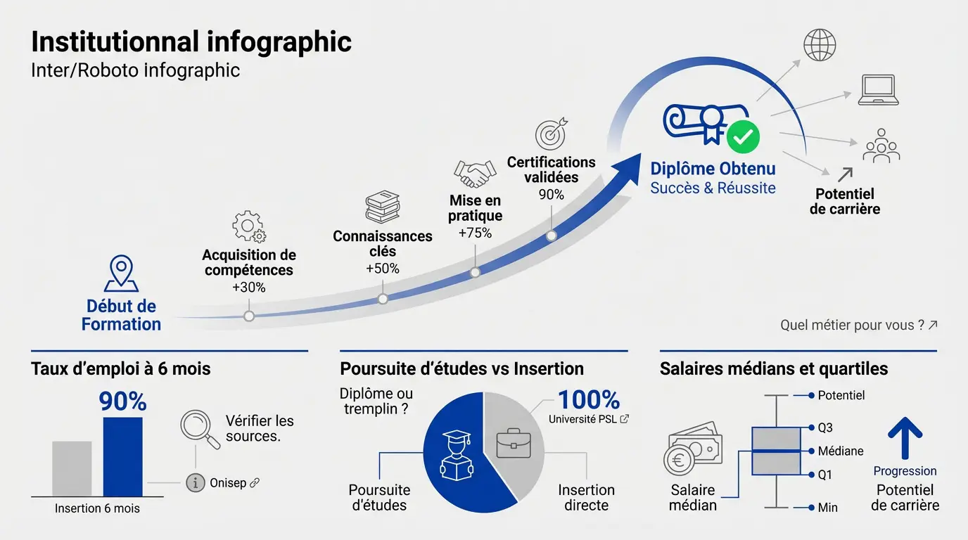 Infographie des statistiques d'insertion professionnelle et de réussite selon le niveau de diplôme