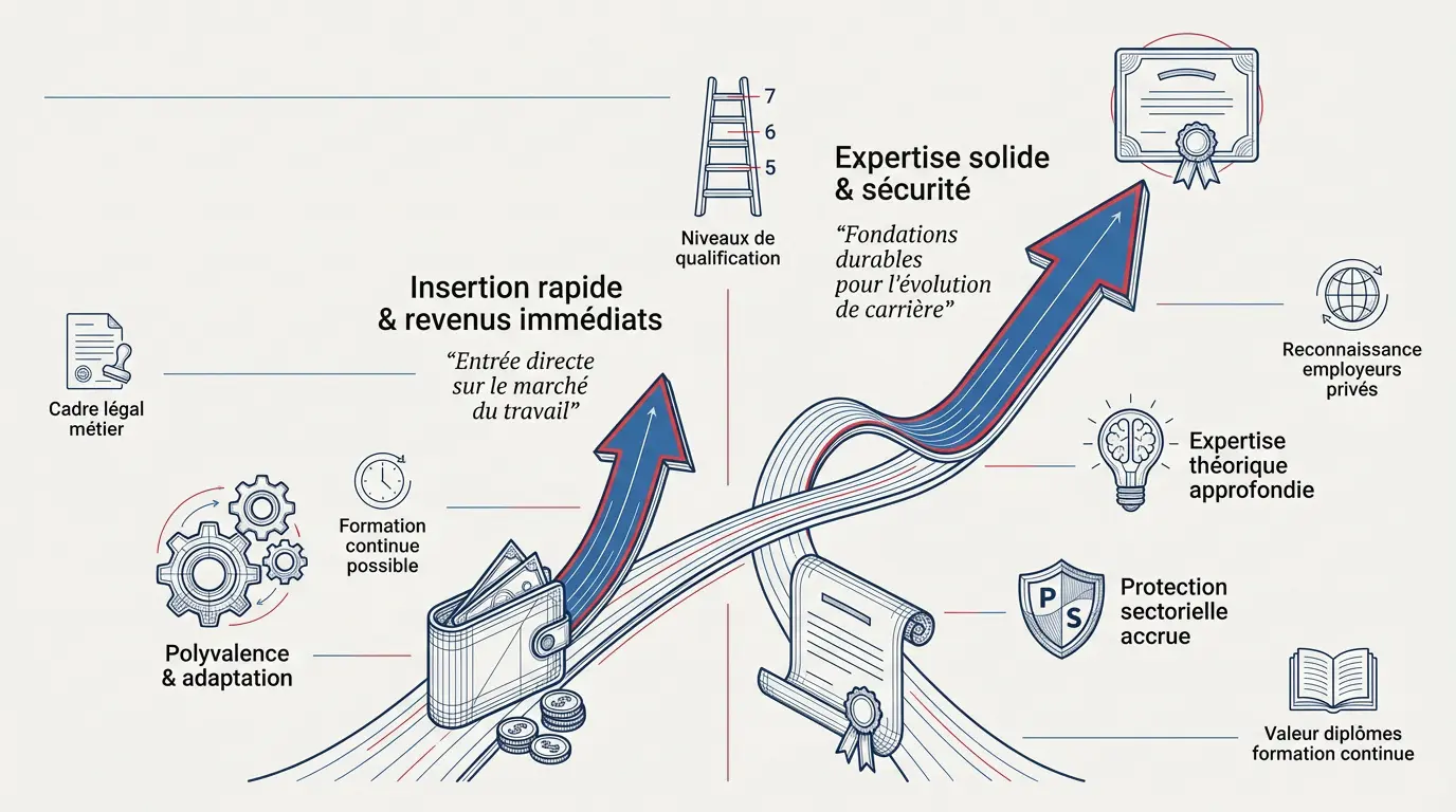 Comparaison entre une formation courte opérationnelle et un cursus académique long