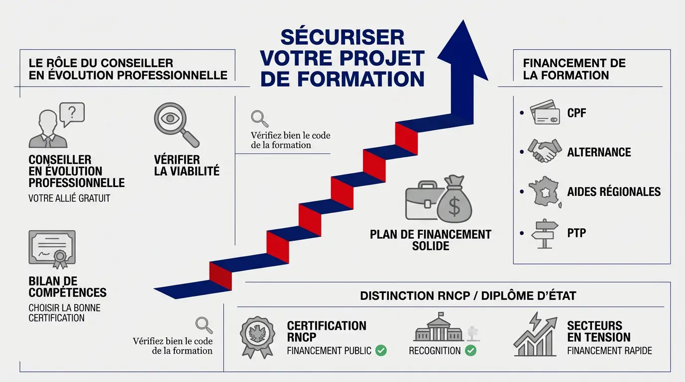 Conseiller en évolution professionnelle accompagnant un candidat pour sécuriser son financement de formation